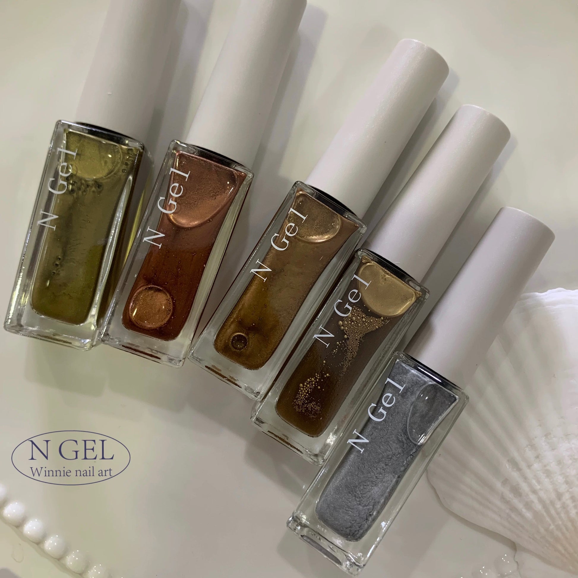 Ngel Metallic Blooming Liquid 5 Colors Set - Nail de Concept Supply