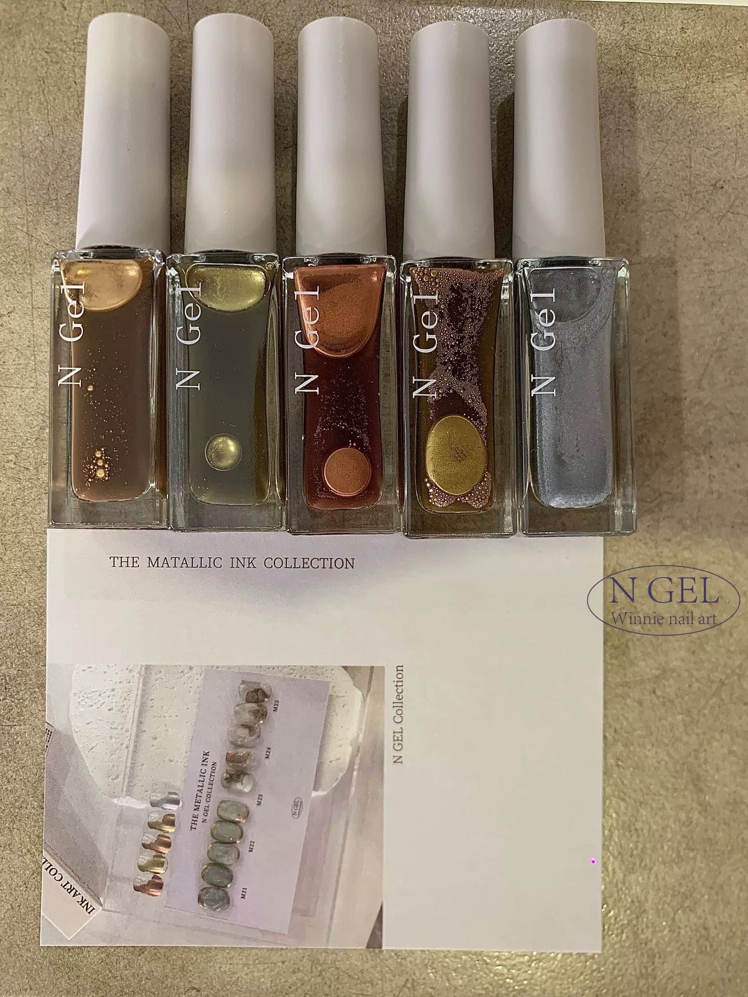 Ngel Metallic Blooming Liquid 5 Colors Set - Nail de Concept Supply