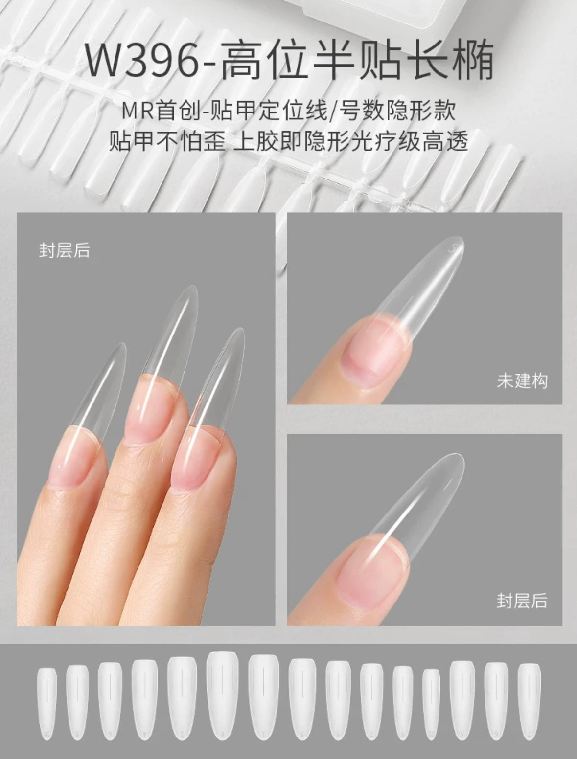 MR.Nail Half Nail Tip(with guide line/360 Pieces) - Nail de Concept Supply