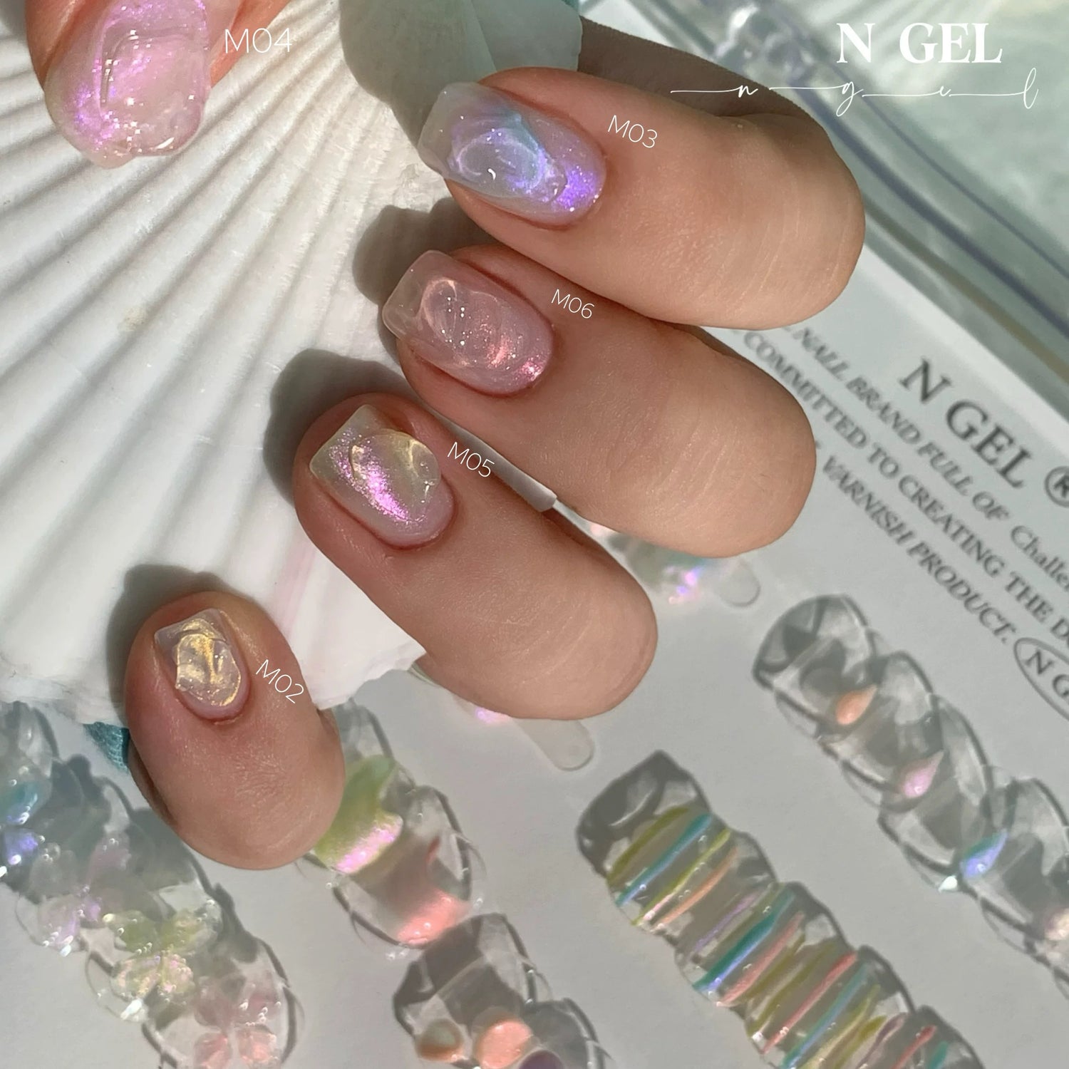 N GEL Pearlescent Shell Gel – Fine Sparkle 3D Sculpting No-Wipe Type - Nail de Concept Supply