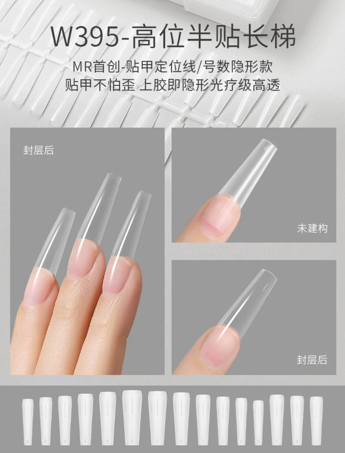 MR.Nail Half Nail Tip(with guide line/360 Pieces) - Nail de Concept Supply